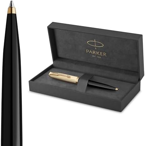 Parker 51 Ballpoint Pen, Black Barrel with Gold Trim, Medium Point, Includes Black Ink and Premium Gift Box