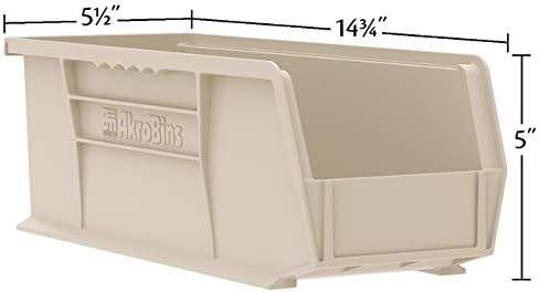 Akro-Mils 30234 AkroBins Plastic Storage Bins, 15"x5"x5", Red, 12-Pack