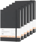 SUIN 6 Pack A5 Hardcover Lined Journal Notebooks, 200 Pages, Black