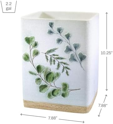 Avanti Linens - Waste Basket, Decorative Trash Can, Guest Bathroom Essentials, Botanical Inspired Home Decor (Ombre Leaves Collection)