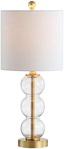 JONATHAN Y February 21" Stacked Sphere Table Lamp, Clear/Brass Gold