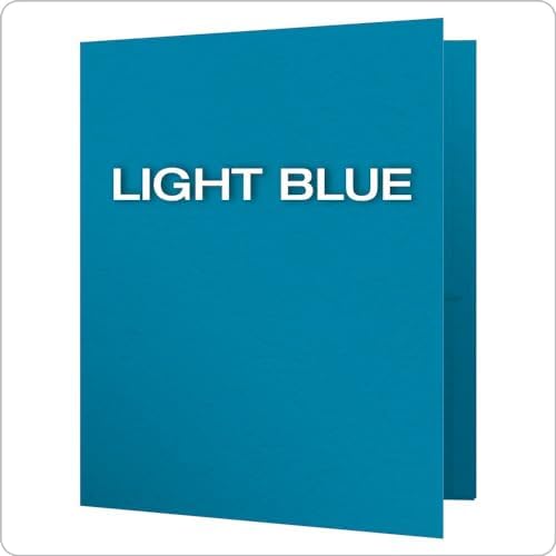 Oxford Two-Pocket Folders w/Fasteners, Light Blue, Letter Size, 25 per Box (57701)