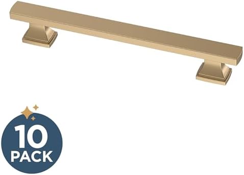 Franklin Brass 10 Pack Champagne Bronze Gold Cabinet Handles 5-1/16 inch (128mm) Kitchen Cabinet Handles and Drawer Pulls for Cupboards and Dressers | Tiered Foot
