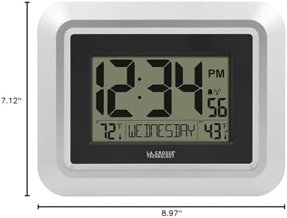 La Crosse Technology 513-1918S-INT Atomic Digital Wall Clock with Outdoor Temperature
