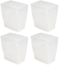 iDesign Small Plastic Bathroom Trash Can, Slim Rectangle, 4-Pack, Frost