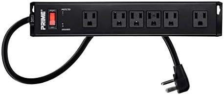 Monoprice Metal Surge Protector - 6 Outlet Power Strip, 1150 Joules 15 Amp, 125 Volt, 1875 Watt, 15 Feet, Black