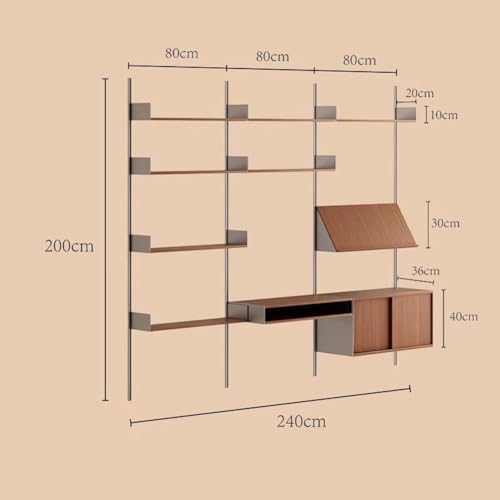 Rygcrud DIY Home Office Bookcase, 4 Tier Shelves with Storage Cabinet, Wall Mount Open Display Closet System for Book Clothing Organizer(200x240cm)