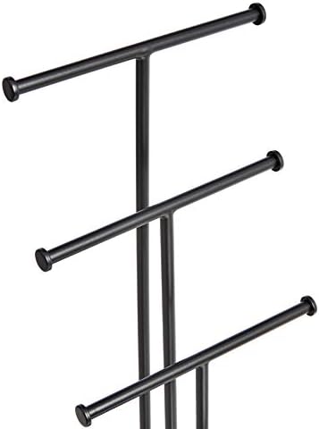 Amazon Basics Four-Tier Jewelry Organizer Tree Stand, Necklace Earring Bracelet Holder with Ring Storage, Walnut/Black (Pack of 9)
