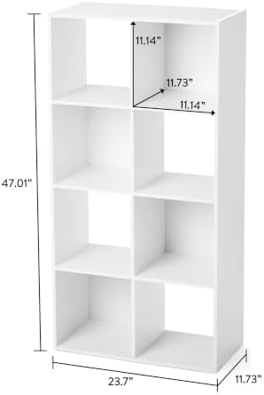 White 8-Cube Storage Organizer Bookcase, Convertible Vertical & Horizontal Cubby Shelving Unit, Open And Closed Back Compartment Compatible With Fabric Bins