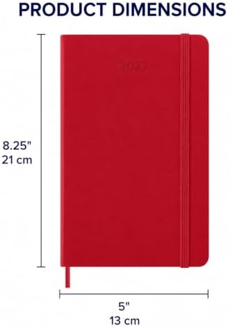 Moleskine 2027 12-Month Weekly Planner, Large, Scarlet Red, Softcover