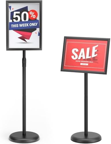 GUOHONG Sign Stand 8.5x11 Inch, Adjustable Floor Standing Sign Holder