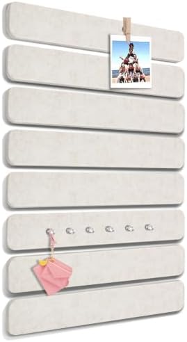 Thboxes 8 Pack Felt Bulletin Board Strips, 13x2 Inch Self Adhesive Felt Pin Boards with 50 Pushpins and 10 Wooden Clips Push Pins, Cork Board for Walls Home Office Decor(Oatmeal)
