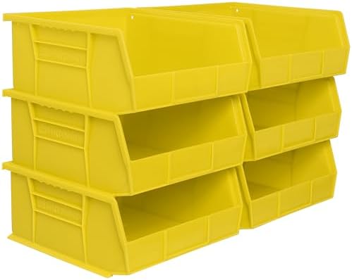 Akro-Mils 30235 AkroBins Plastic Storage Bins, 11"x11"x5", Yellow, 6-Pack