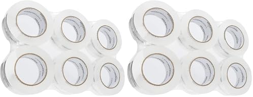 Amazon Basics Packing Tape, Strong & Durable for Moving, Storage, Shipping, Mailing and Sealing, Crystal Clear, 1.88" x 109 Yards, 12-Pack