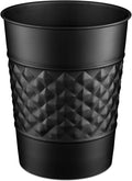 Monarch Abode Metal Bathroom Trash Can – Waste Basket for Bedroom, Office Desk, & Dorm, Handcrafted Geo Embossed, Durable Decorative Black Small Trash Can Bathroom Garbage Bin Wastebasket