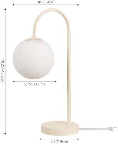 JONATHAN Y Arco 18.25" Beige Arched Metal Table Lamp with Globe Shade