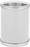Kraftware Sophisticates Round Wastebasket, 11", White with Brushed Chrome Color