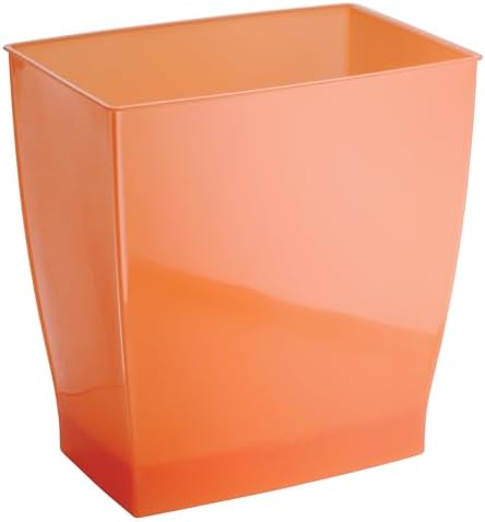 iDesign Small Plastic Bathroom Trash Can, Orange