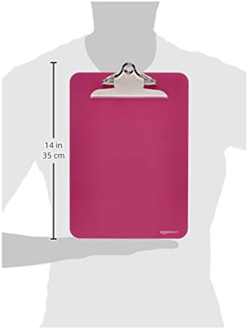 Amazon Basics Lightweight Plastic Clipboards with Sturdy Metal Clip, Letter Size, Assorted Classic Colors, Pack of 6
