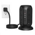 TESSAN Tower Power Strip Surge Protector, Flat Extension Cord 10 Ft,Black