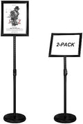 Adjustable Heavy Duty Poster Sign Holder Stand Floor Sign Stand Aluminum Snap Open Frame for 8.5 x 11 inches both Vertical and Horizontal view Displayed Used for Living and Business(Black-2pack)