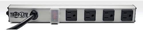 Tripp Lite 4 Outlet Bench & Cabinet Power Strip, 12 in. Length, 6ft Cord with 5-15P Plug (PS120406)