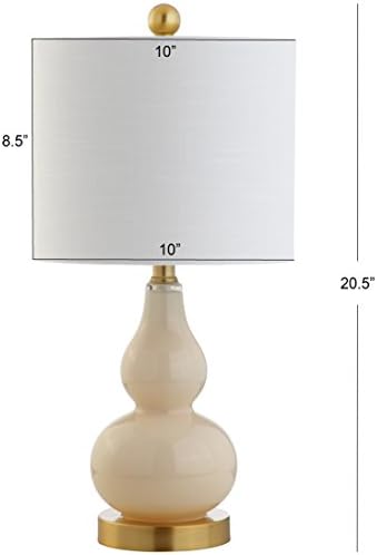 JONATHAN Y Anya Gourd Glass Table Lamp 20.5", Ivory