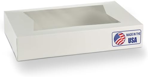MT Products White Bakery Boxes 12 x 8 x 2.25 Auto Popup 25 Pack Made in USA