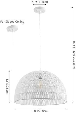 JONATHAN Y Campana 1-Light Pendant Dome Ceiling Lamp, 20", White