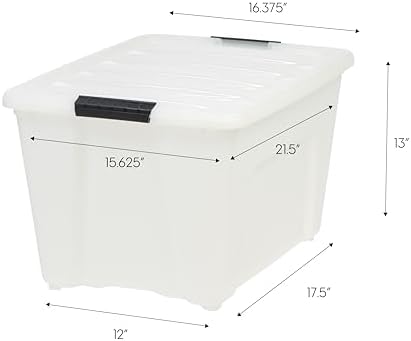 IRIS USA 6-Pack 54 Quart Storage Bins with Lids, Pearl