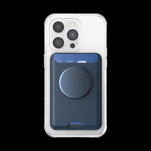 PopSockets Phone Wallet for MagSafe with Grip- Navy | PopWallet, Holds 3 Cards, Magnetic, Removable, Secure, Navy, Blue, Dark, Men, Boys