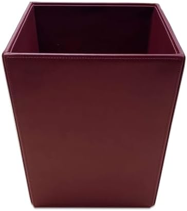 Dacasso Bonded Leather Waste Basket - Luxury Waste Basket (Burgundy, 14 QT)