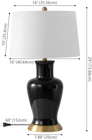 JONATHAN Y Julian Classic Ceramic Urn Metal LED Table Lamp 29", Black