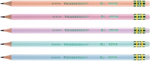 Ticonderoga Wood-Cased Pencils,Pre-Sharpened,2 HB Soft,Pastel Colors,150 Count (Pack of 6)