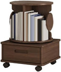Small Bookshelf with Storage Drawer for Small Spaces Corner Rotating Bookshelf 360 Display 2-4 Tier Revolving Bookcase with Brake Wheels for Bedroom Living Room Study Room ( Color : Walnut , Size : Tw