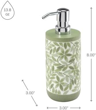Avanti Linens - Lotion Pump/Soap Dispenser, Resin Countertop Accessories, Guest Bathroom Essentials (Stratford Collection, Green)