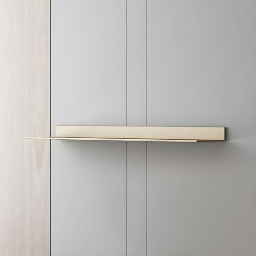 Metal Bookshelf Wall Mounted Contemporary Bookcase Office Aluminum Alloy Wallmounted Storage Shelf Living Room Bookshelf Metal Partition Single-layer Display Shelf Gold 31.5"L x 8.3"W x 3.1"H