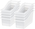 IRIS USA 8-Pack, Connecting Book Bin Organizer Magazine Holder, Clear | Organize books, folders, school supplies and classroom materials with connecting storage for teachers and students