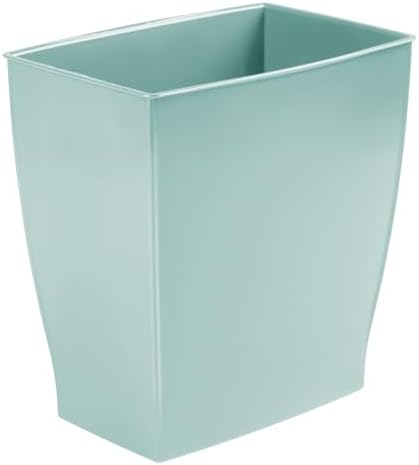 iDesign Small Plastic Bathroom Trash Can, Slim Rectangle Soft Aqua Blue