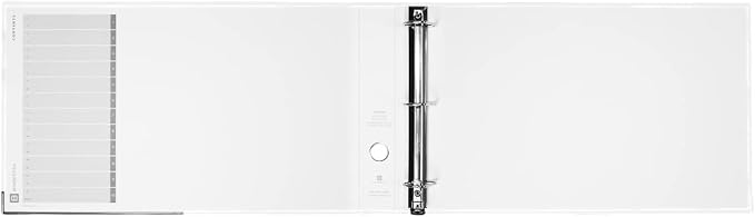 3-Ring Premium Ledger Binder for 11" x 17" Paper - White, by Bindertek | 2" Spine Width, 325 Sheet Capacity, 1.25" D-Rings, Linen-Textured Covers, Steel Reinforced Edges, Spine Label Included