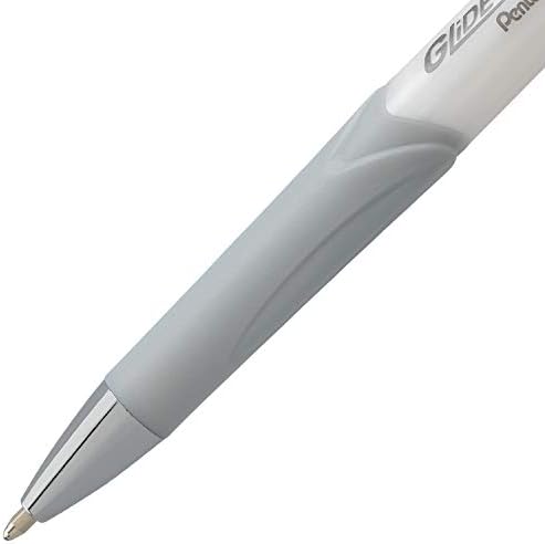 Pentel Glidewrite Signature Ballpoint Pen, Pearl White Barrel, (1.0mm) Medium Line, Blue Ink, 12 Pens (BX930W-C)