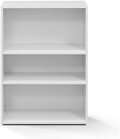 Furinno Wright 3-Tier Book Shelf, Modern Bookshelf, Soft White