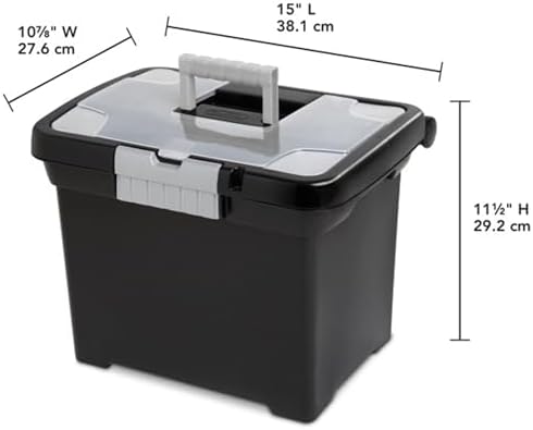 Sterilite Portable File Box with Latching Lids for Home and Office, 12-Pack | Heavy-Duty and Stackable Plastic Containers with Latches for Closet, Cabinet, Bedroom, Bathroom and Dorm Room Organization