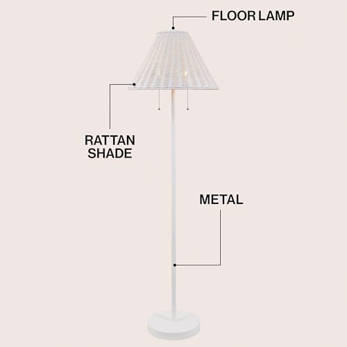 JONATHAN Y Nando 2-Light Coastal Rattan Floor Lamp 61", White