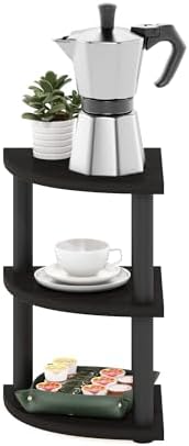 Furinno Turn-N-Tube Kitchen Countertop Organizer, 3-Tier Corner Countertop Organizer Shelf, Corner Shelf, for Kitchen, Pantry, Organizers and Storage, Espresso
