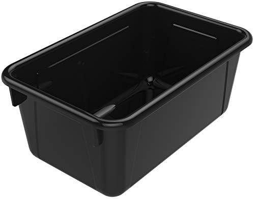 Storex Small Cubby Bins – Plastic Storage Containers for Classroom, 12.2 x 7.8 x 5.1 inches, Black, 5-Pack (62466A05C)