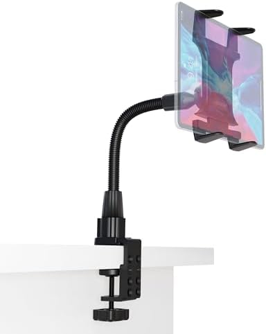 ARKON Mounts - Heavy Duty Tablet Holder with Clamp Mount and 12-Inch Bendable Gooseneck Arm | Versatile Tablet Stand with Easy Install & Durable Support | Securely fits iPad, Galaxy, Note, and more
