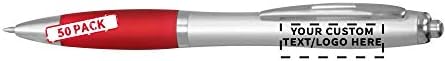 DISCOUNT PROMOS Custom Colored Grip Gel Pens Set of 50, Personalized Bulk Pack - Great for Office, School, Business, Tradeshows, Events - Red