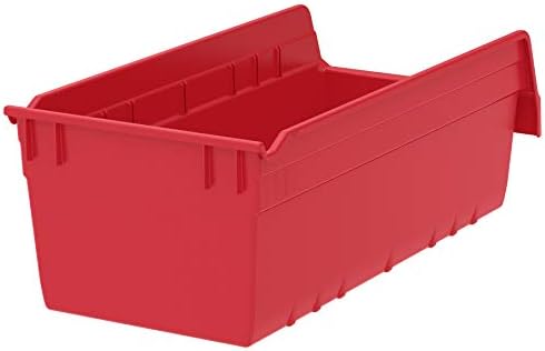 Akro-Mils 30088 Plastic Nesting ShelfMax Storage Bin Box, 18x8x6-Inch, Red (8-Pack)