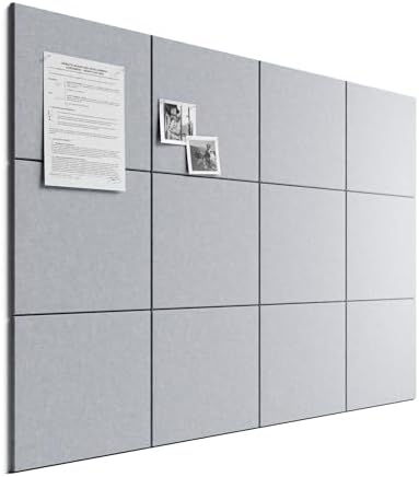 Bumusty 48"x 36" Large Felt Bulletin Board Tiles, Soft Gray